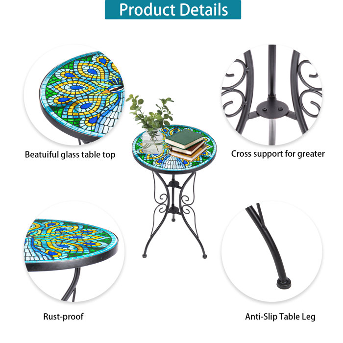 Bloomsbury Market Aerend Glass Outdoor Side Table Wayfair